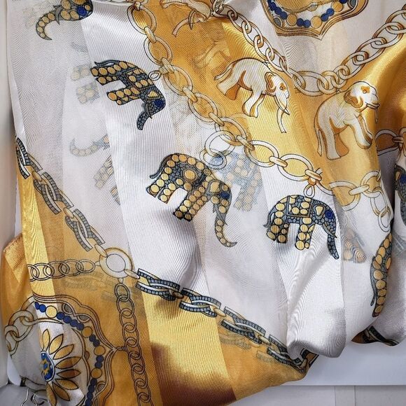 GOLD Elephant Silk Scarf Wrap hair accessory mask - Picture 5 of 5